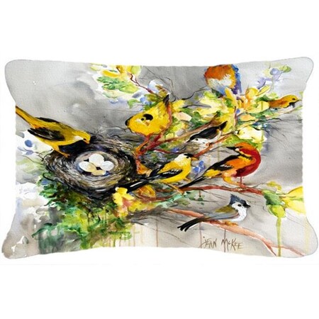Carolines Treasures Carolines Treasures JMK1024PW1216 Spring Birds Canvas Fabric Decorative Pillow JMK1024PW1216
